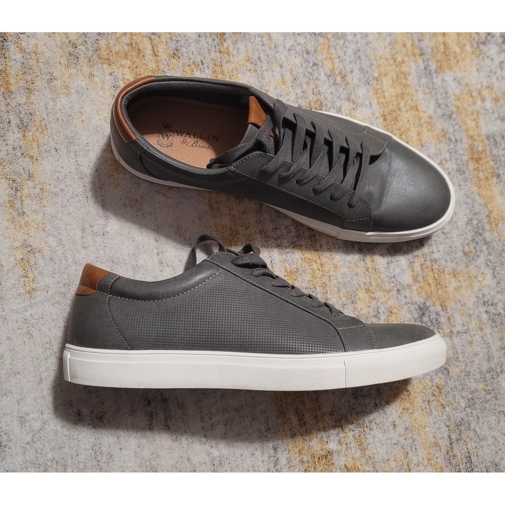 Wallin & Bros Men's Grey Leather Low Top Sneakers‎ Size 11.5 - Picture 3 of 8